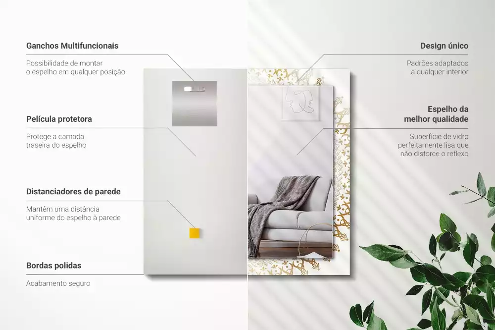 Négyszögletes díszes tükör mandala minta