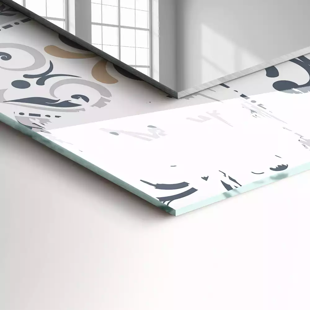 Négyszögletes díszes tükör Csempe mintás díszek