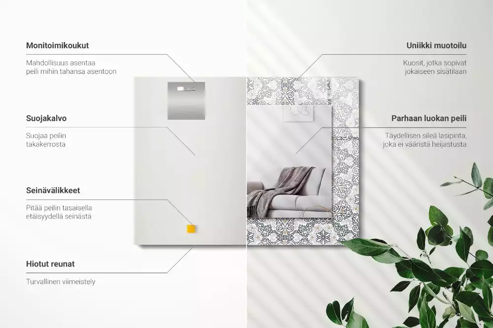 Négyszögletes díszes tükör Dísz minta