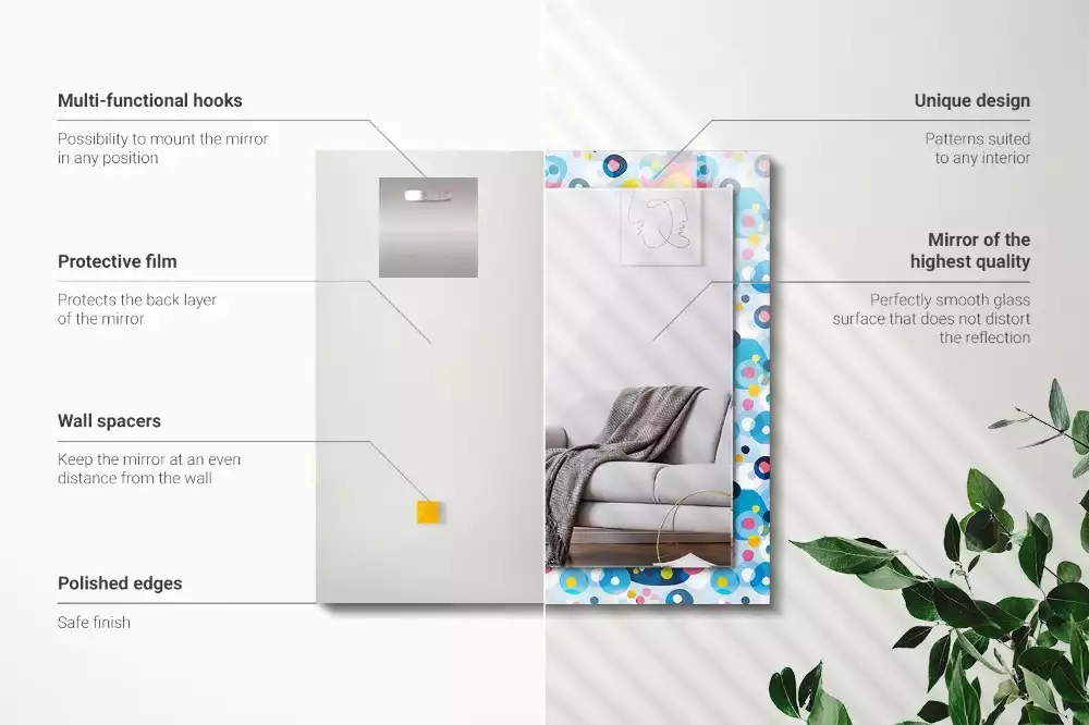 Négyszögletes díszes tükör Színes absztrakt minták