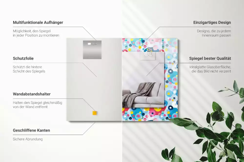 Négyszögletes díszes tükör Színes absztrakt minták