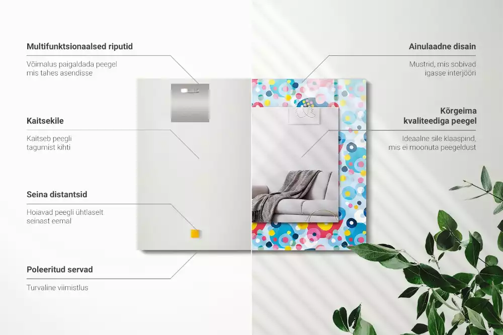 Négyszögletes díszes tükör Színes absztrakt minták