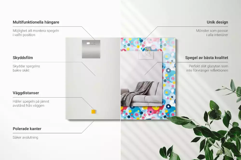 Négyszögletes díszes tükör Színes absztrakt minták