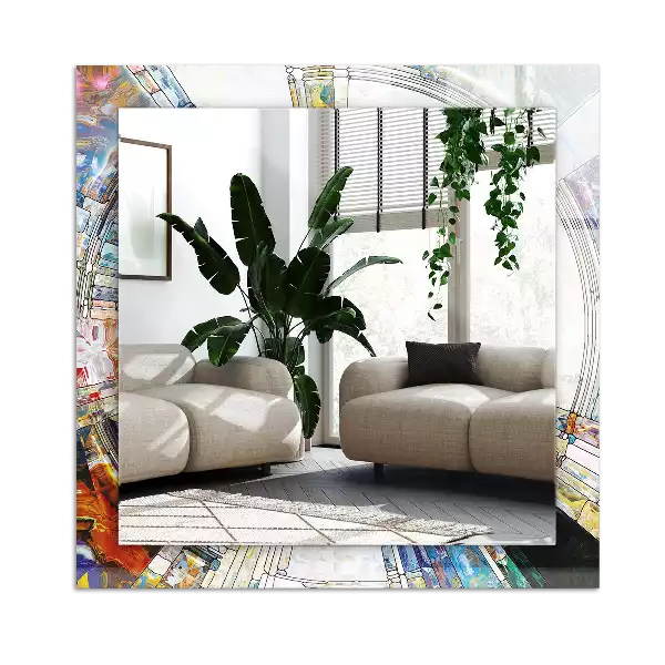 Négyszögletes díszes tükör Absztrakt mozaik körök