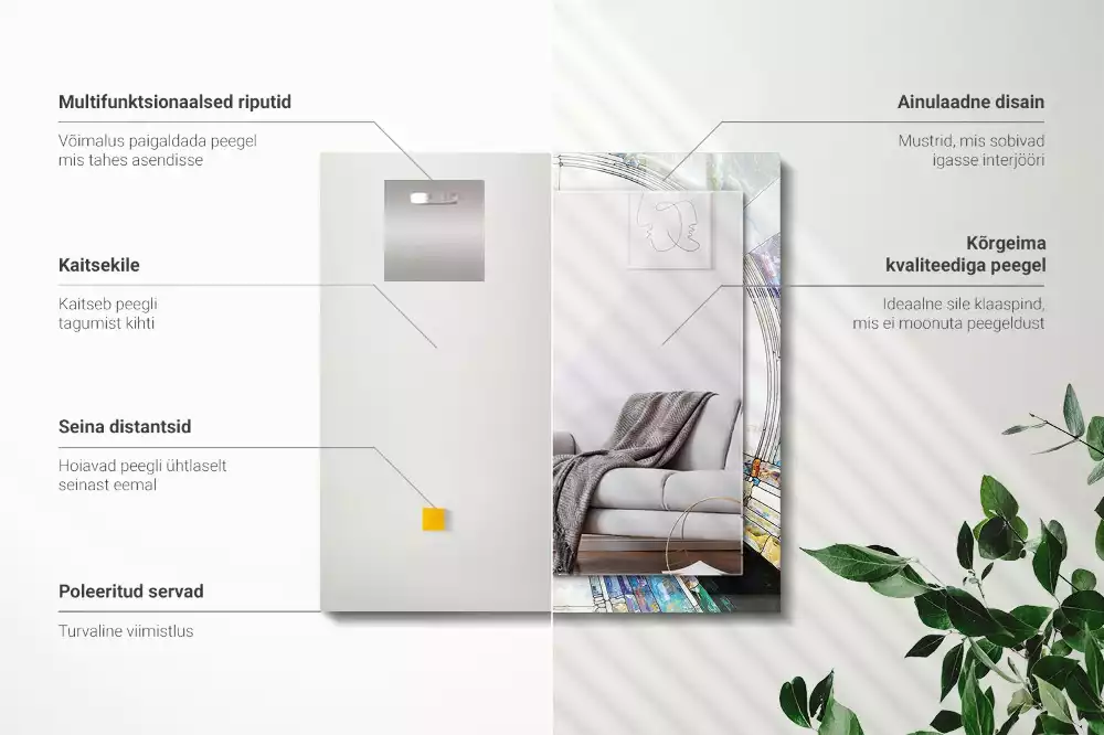 Négyszögletes díszes tükör Absztrakt mozaik körök