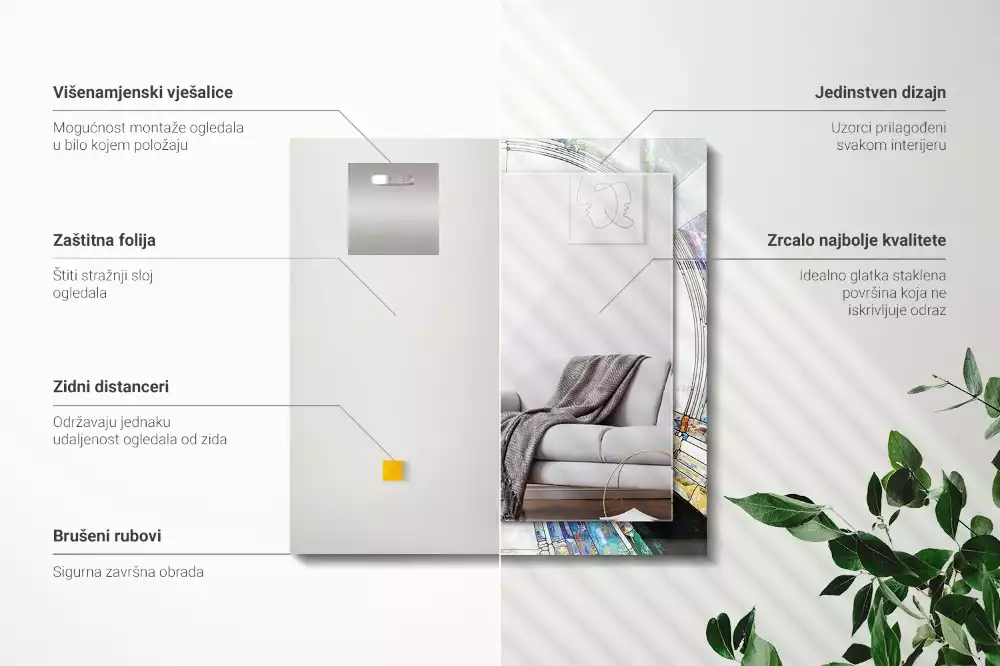 Négyszögletes díszes tükör Absztrakt mozaik körök