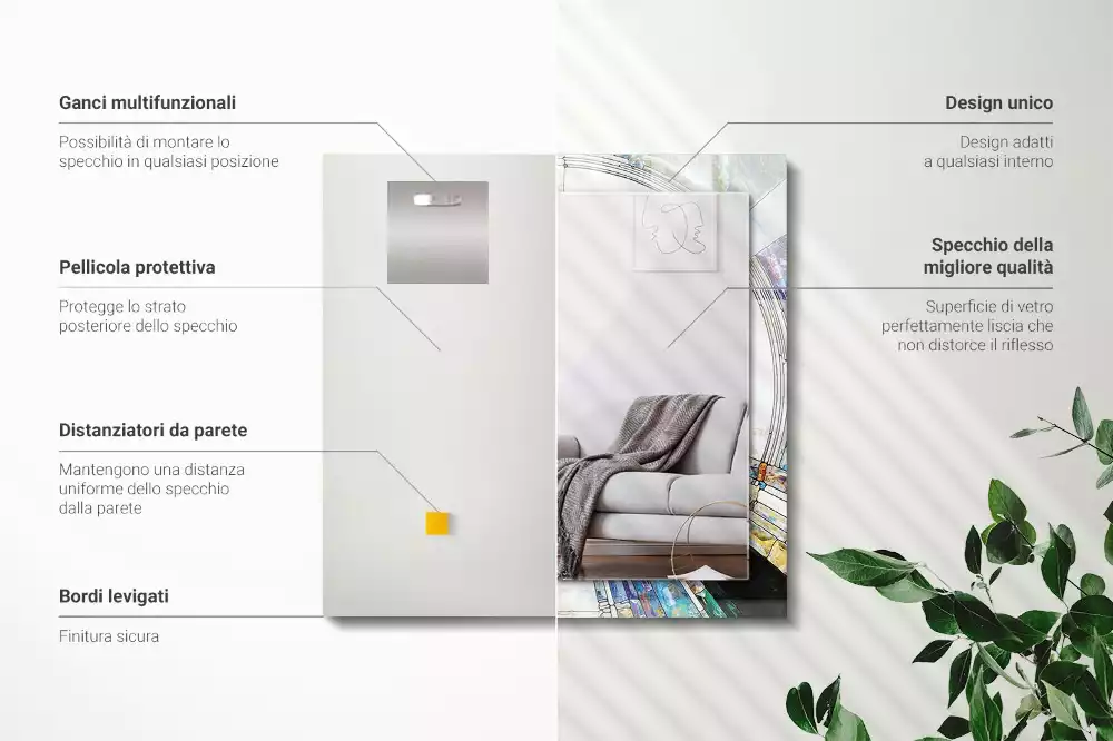 Négyszögletes díszes tükör Absztrakt mozaik körök