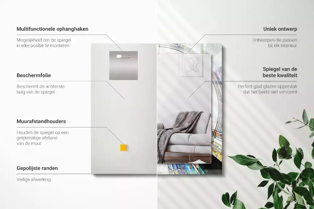 Négyszögletes díszes tükör Absztrakt mozaik körök