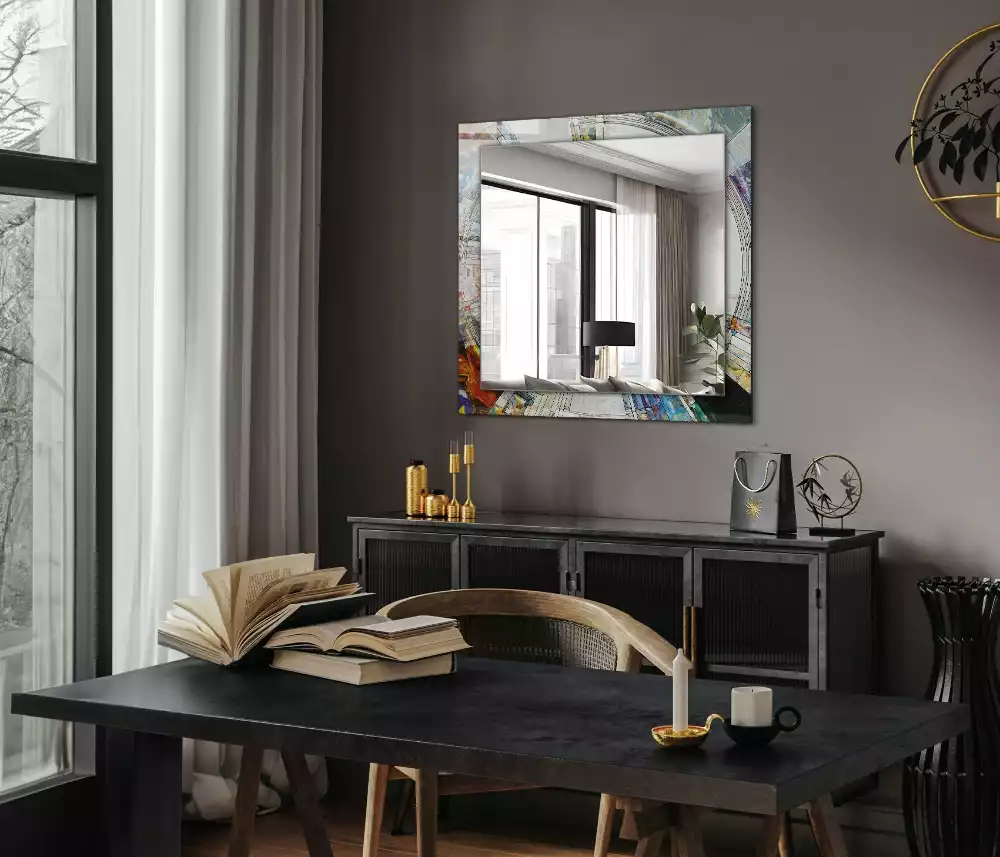 Négyszögletes díszes tükör Absztrakt mozaik körök