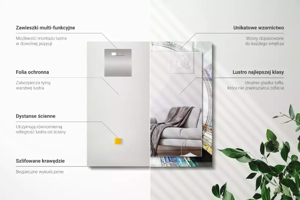 Négyszögletes díszes tükör Absztrakt mozaik körök