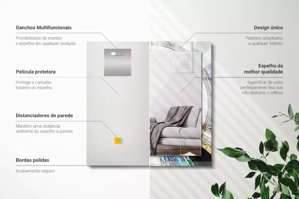 Négyszögletes díszes tükör Absztrakt mozaik körök