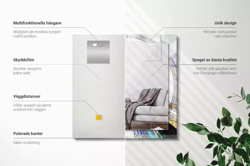 Négyszögletes díszes tükör Absztrakt mozaik körök