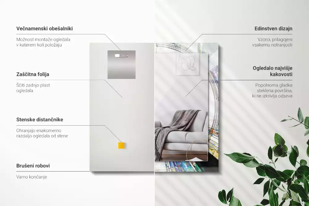 Négyszögletes díszes tükör Absztrakt mozaik körök