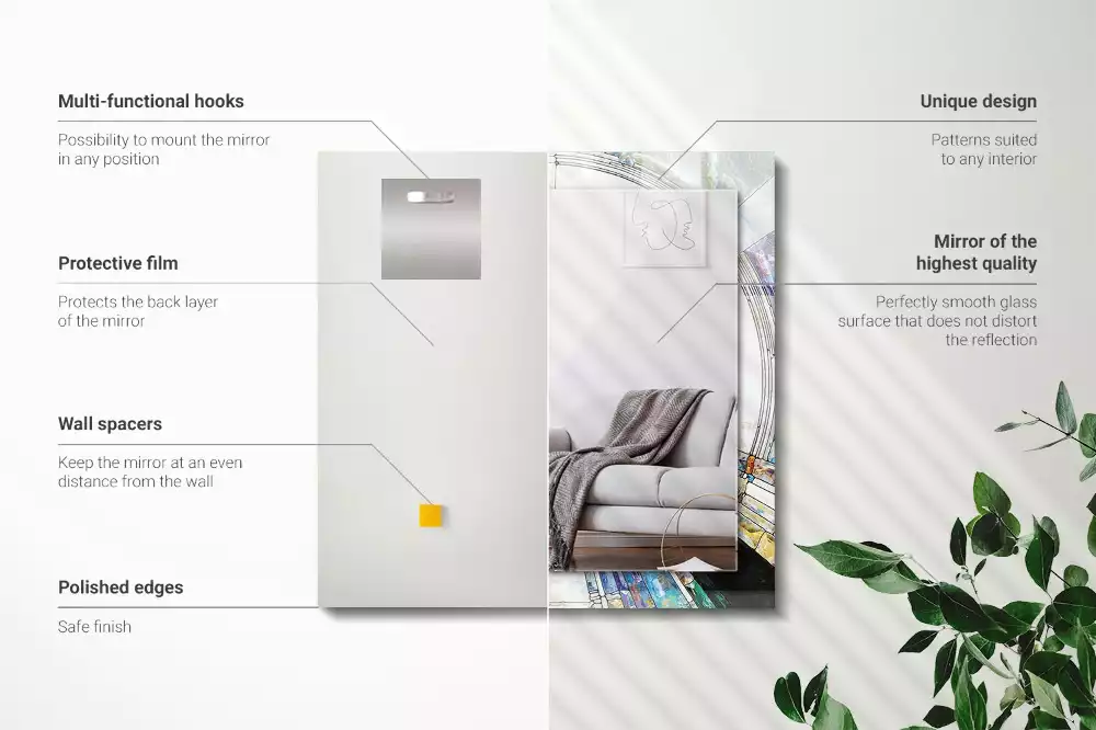 Négyszögletes díszes tükör Absztrakt mozaik körök