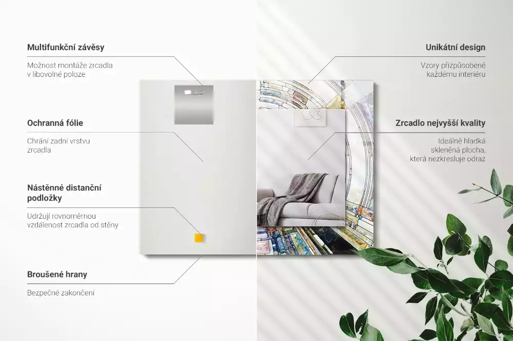 Négyszögletes díszes tükör Absztrakt mozaik körök