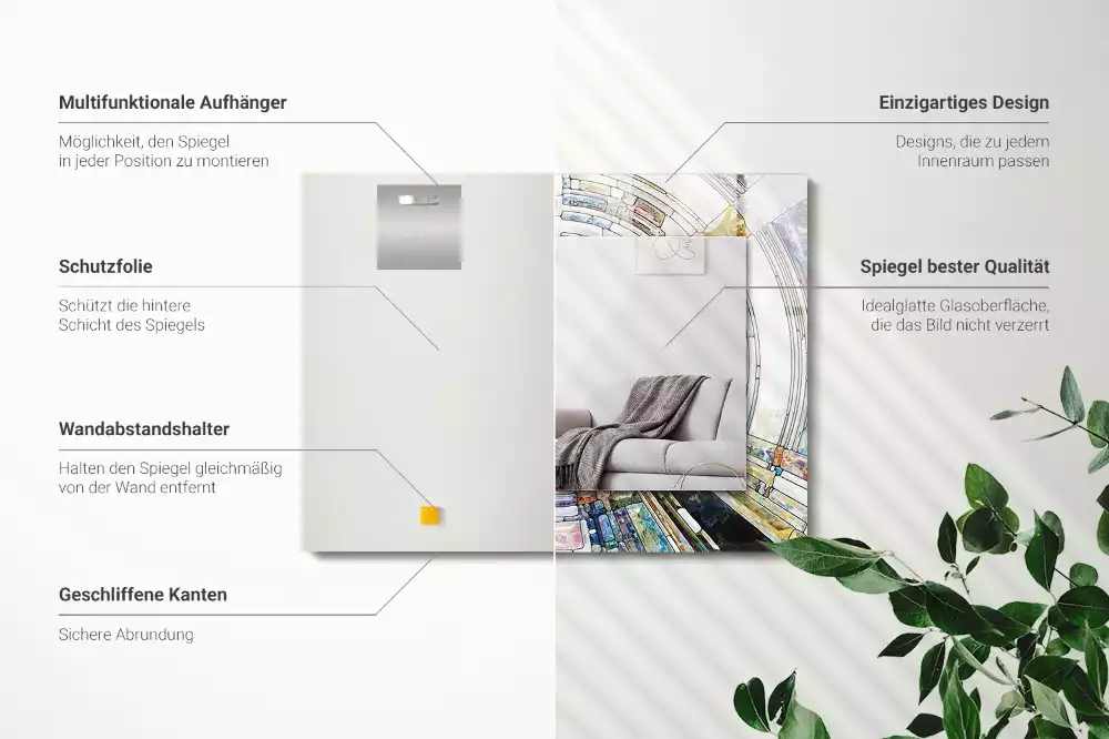 Négyszögletes díszes tükör Absztrakt mozaik körök