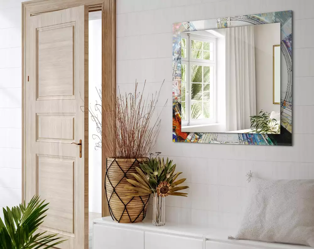 Négyszögletes díszes tükör Absztrakt mozaik körök