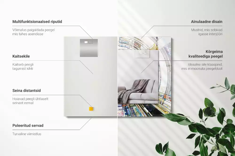 Négyszögletes díszes tükör Absztrakt mozaik körök