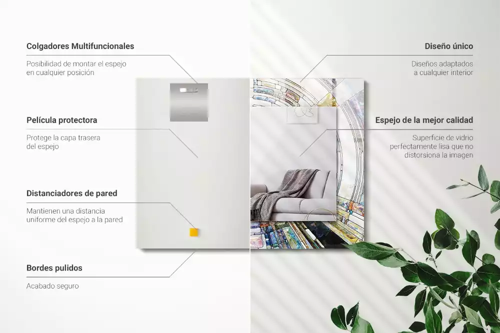 Négyszögletes díszes tükör Absztrakt mozaik körök