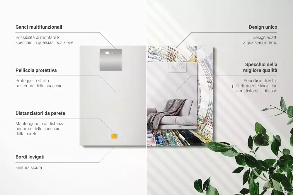 Négyszögletes díszes tükör Absztrakt mozaik körök