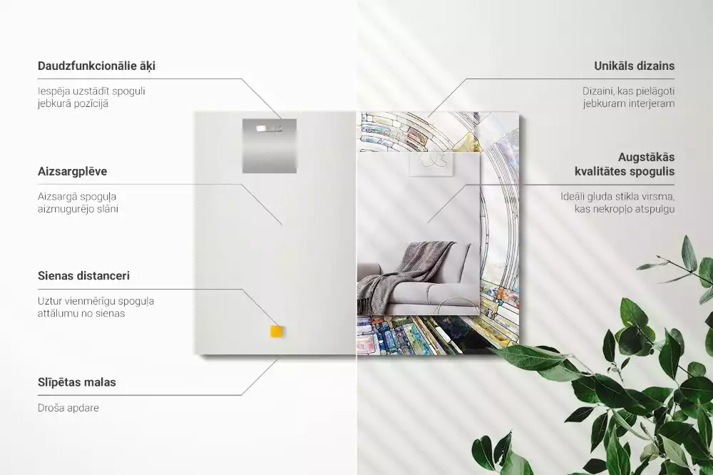 Négyszögletes díszes tükör Absztrakt mozaik körök