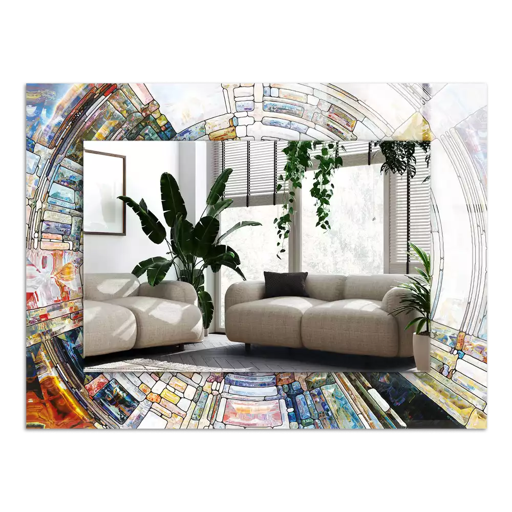 Négyszögletes díszes tükör Absztrakt mozaik körök