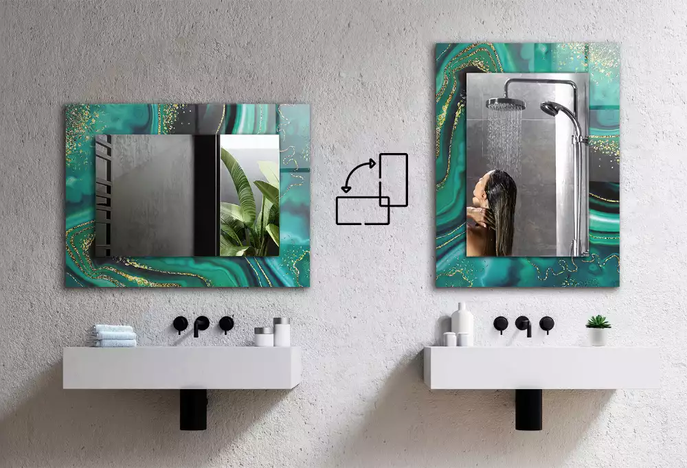 Négyszögletes díszes tükör Virágok levelei minta