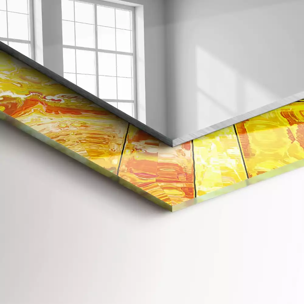 Négyszögletes díszes tükör Színes absztrakt mozaik