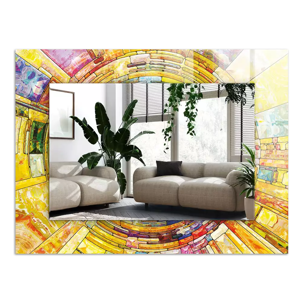 Négyszögletes díszes tükör Színes absztrakt mozaik