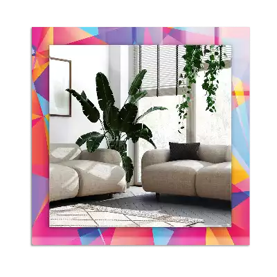 Négyszögletes díszes tükör Színes geometrikus minták