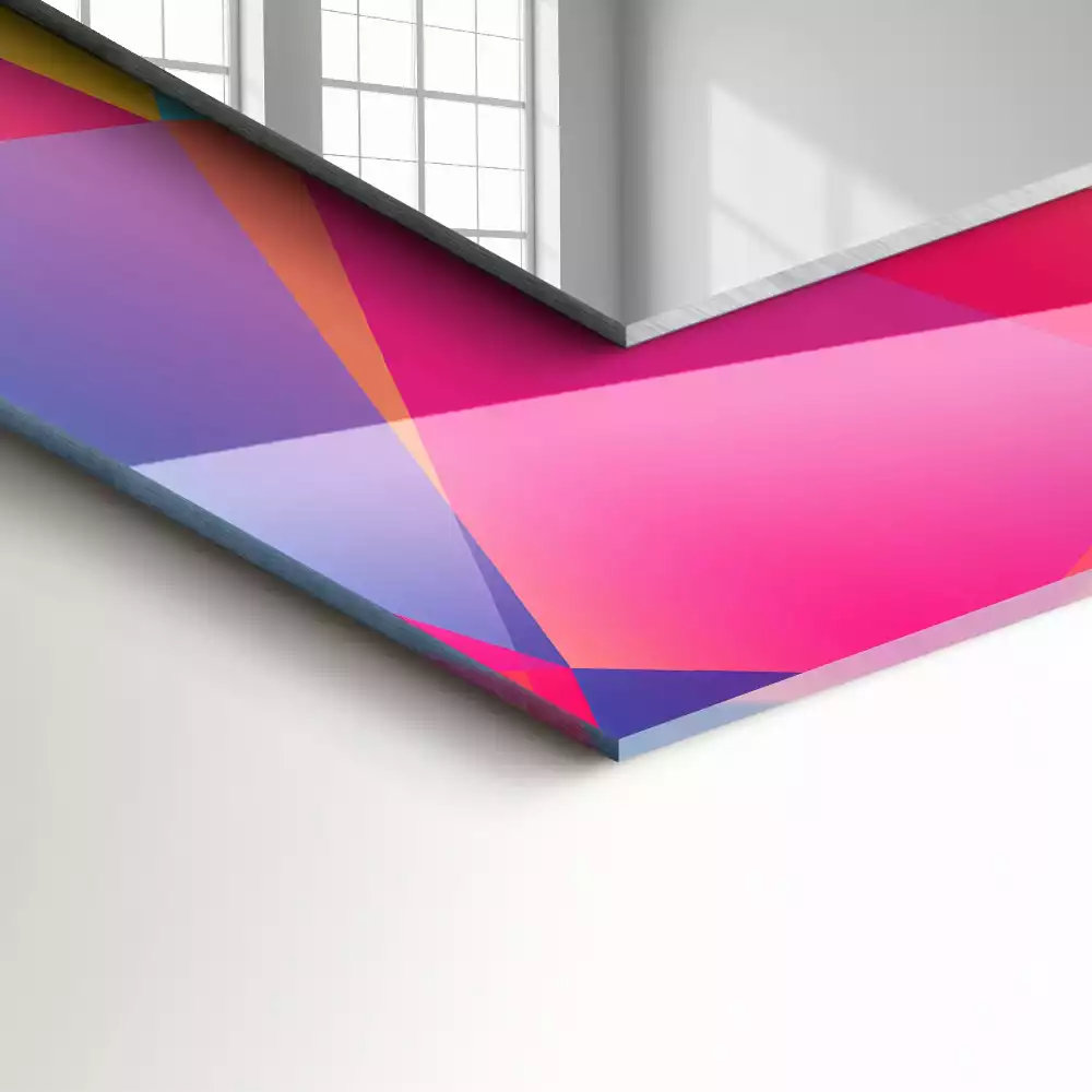 Négyszögletes díszes tükör Színes geometrikus minták