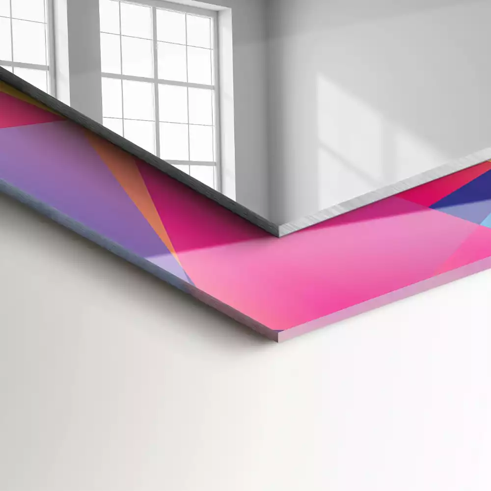 Négyszögletes díszes tükör Színes geometrikus minták