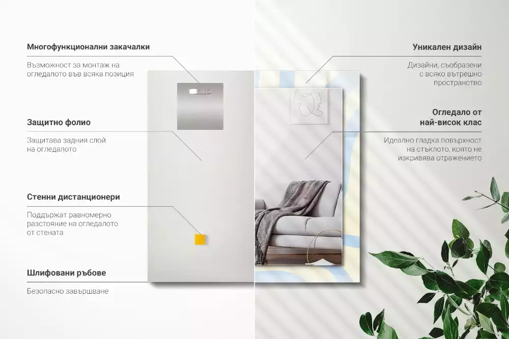 Négyszögletes díszes tükör Absztrakt hullámos minták