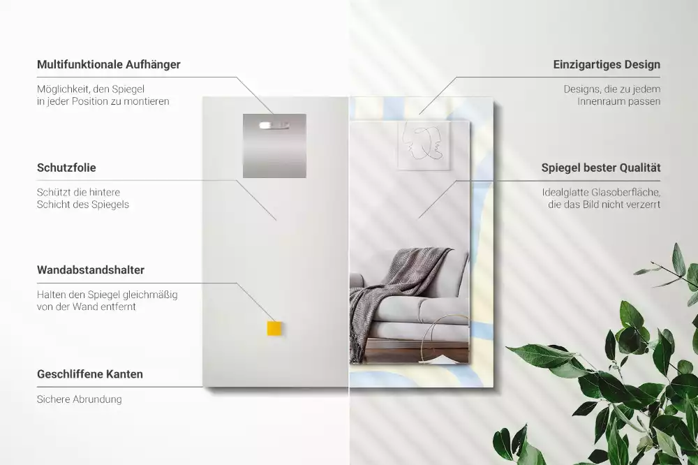 Négyszögletes díszes tükör Absztrakt hullámos minták