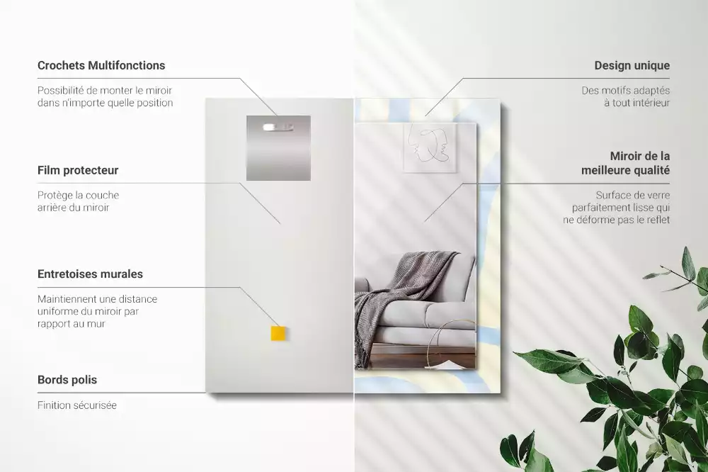 Négyszögletes díszes tükör Absztrakt hullámos minták