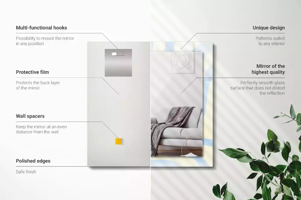 Négyszögletes díszes tükör Absztrakt hullámos minták