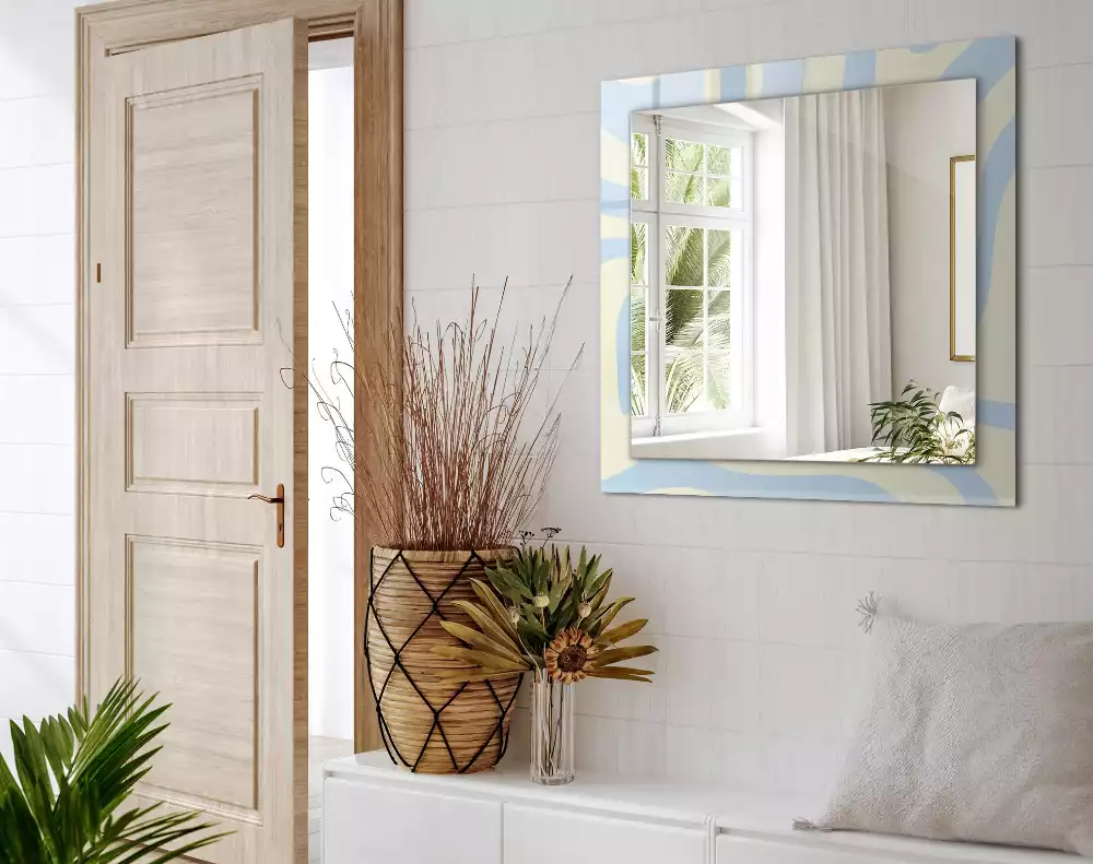 Négyszögletes díszes tükör Absztrakt hullámos minták