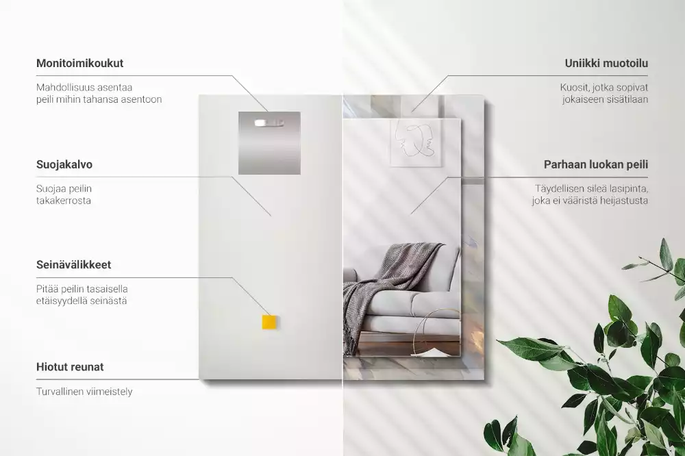 Négyszögletes díszes tükör Absztrakt színes minták