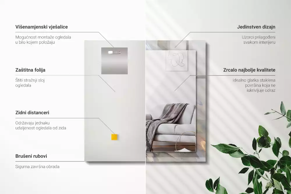 Négyszögletes díszes tükör Absztrakt színes minták