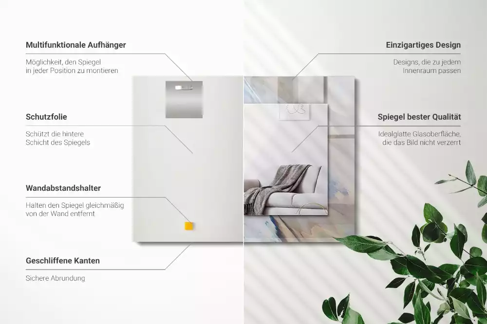 Négyszögletes díszes tükör Absztrakt színes minták