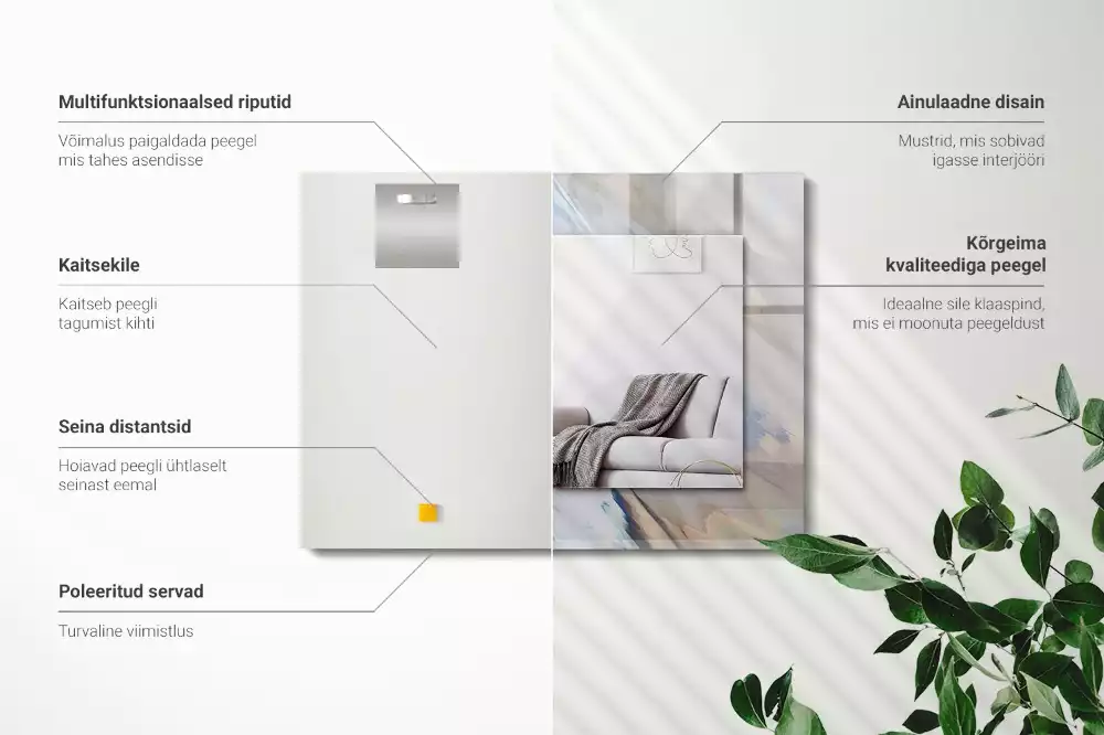 Négyszögletes díszes tükör Absztrakt színes minták