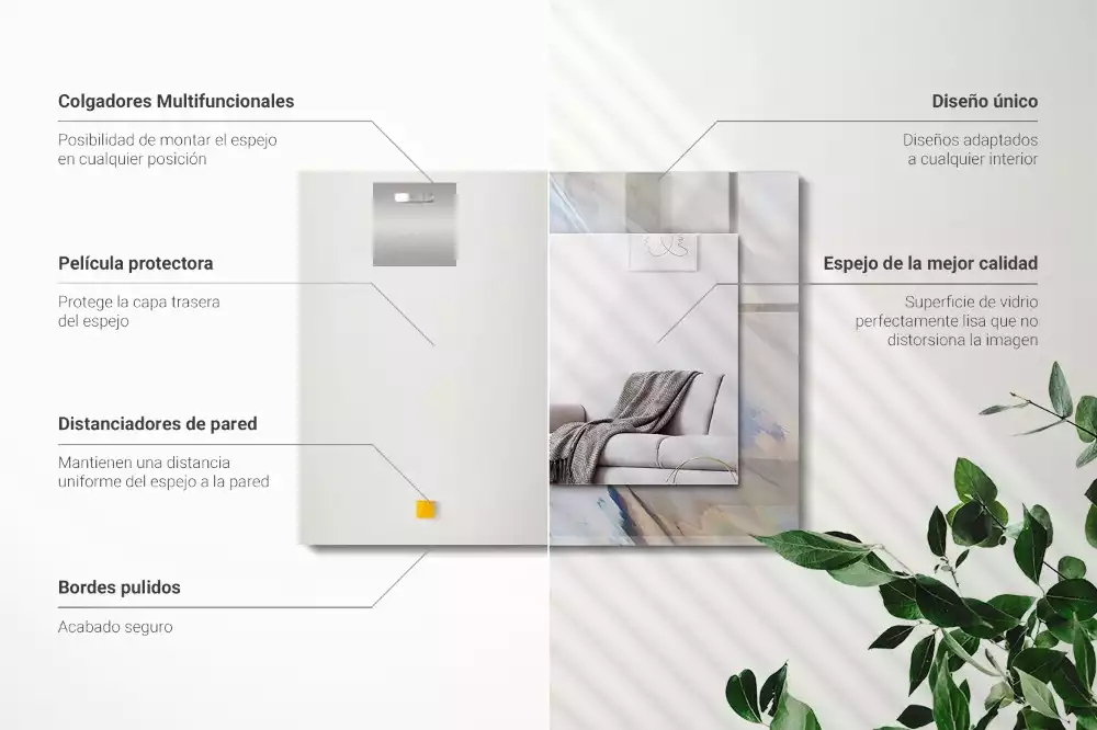 Négyszögletes díszes tükör Absztrakt színes minták