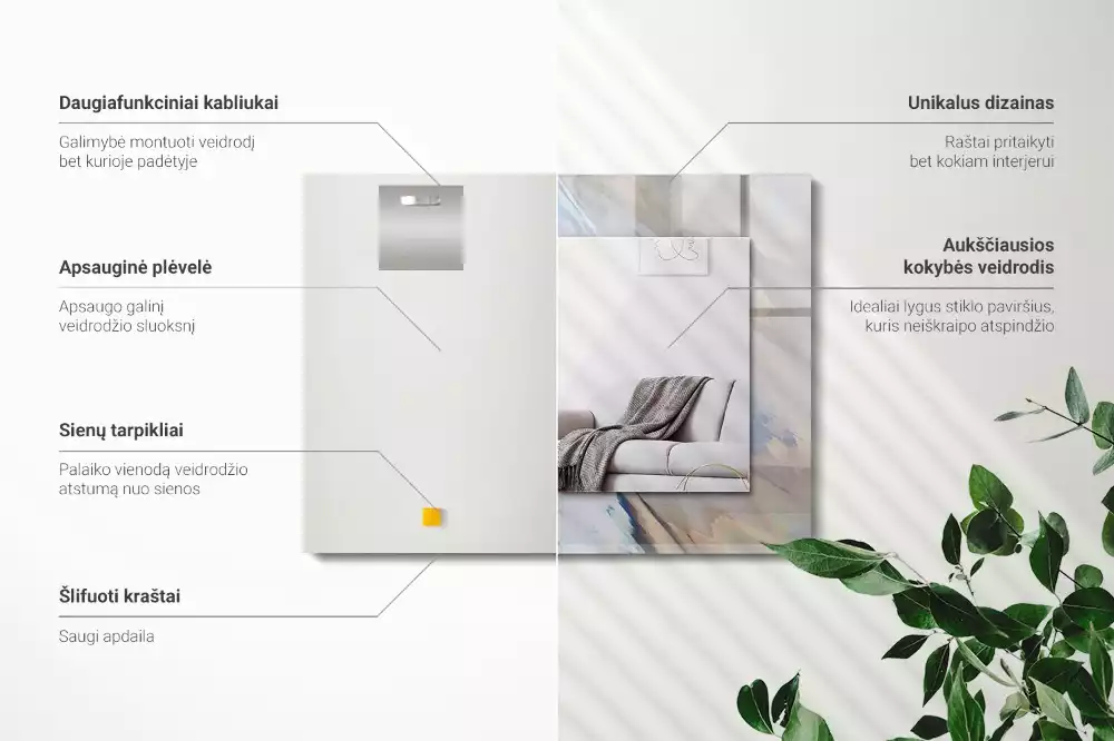 Négyszögletes díszes tükör Absztrakt színes minták