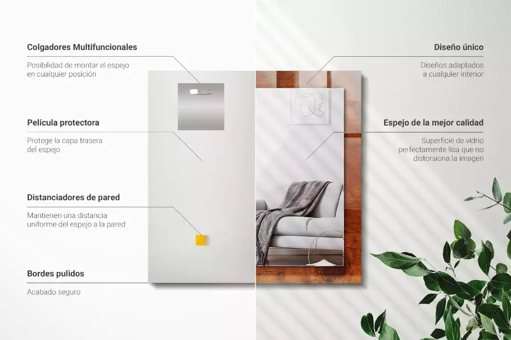 Négyszögletes díszes tükör Régi fából készült asztal