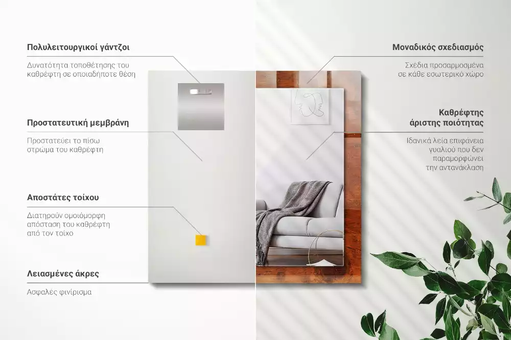 Négyszögletes díszes tükör Régi fából készült asztal