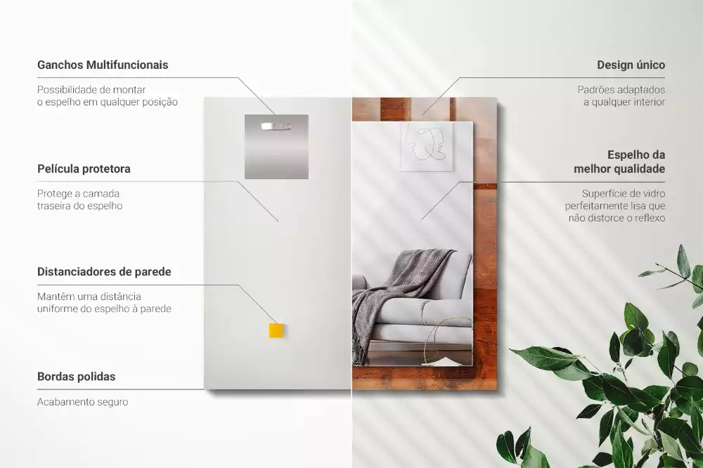 Négyszögletes díszes tükör Régi fából készült asztal