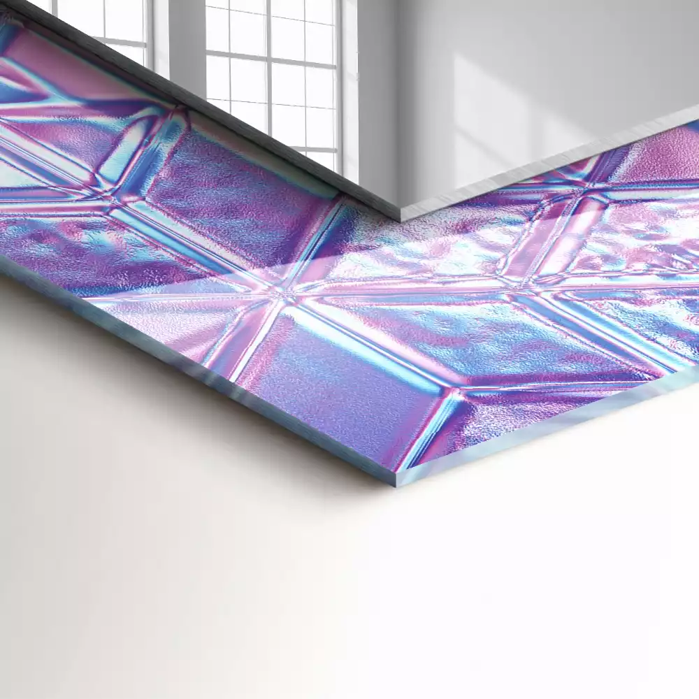 Négyszögletes díszes tükör Átlátszó színes kockák