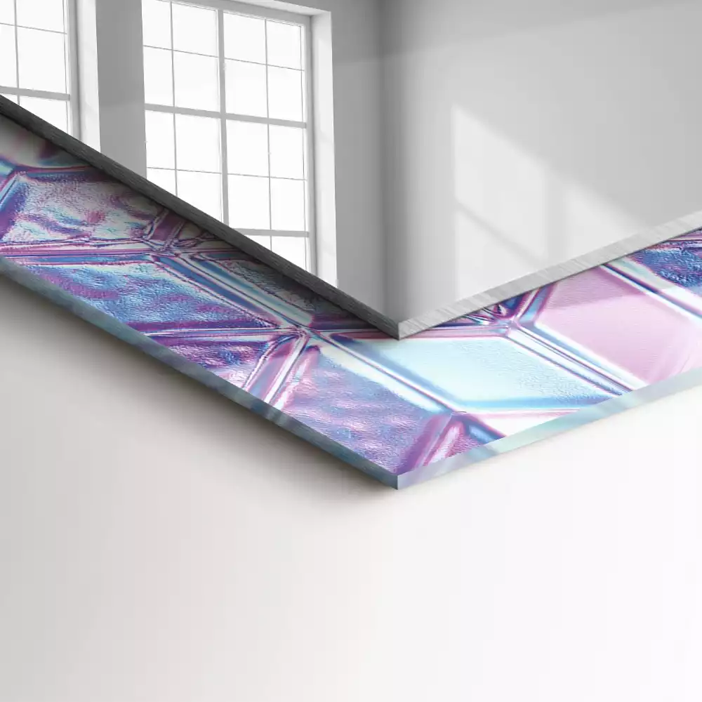 Négyszögletes díszes tükör Átlátszó színes kockák