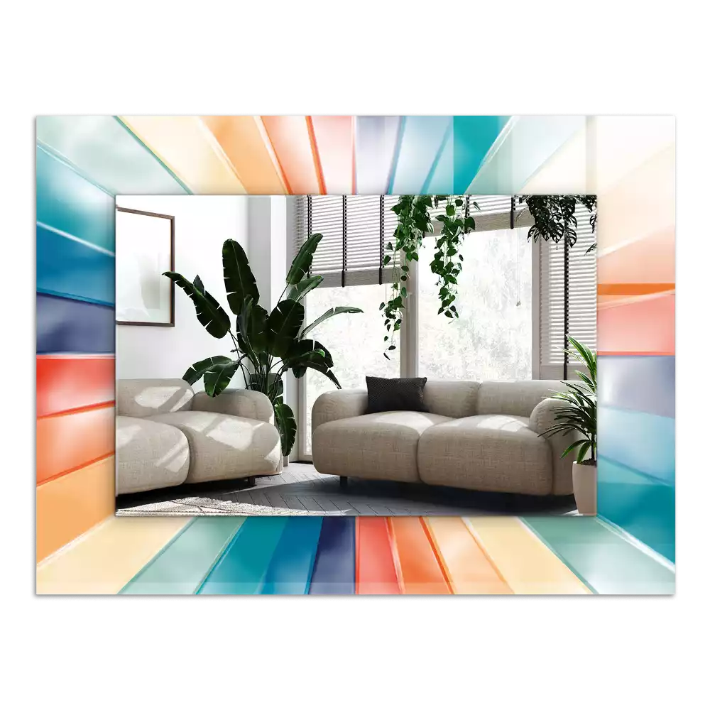 Négyszögletes díszes tükör Színes fénysugarak