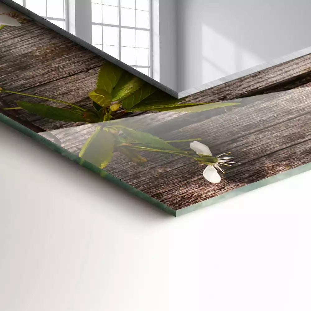 Négyszögletes díszes tükör Virágok a fán